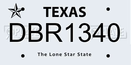 DBR1340 Texas License Plate