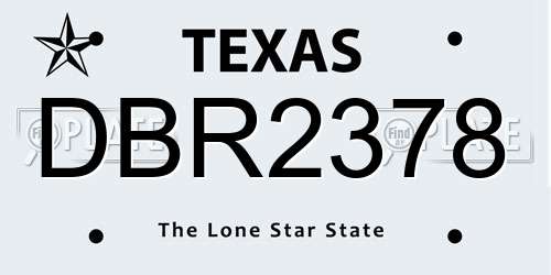 DBR2378 Texas License Plate