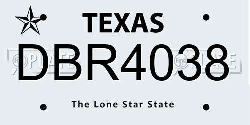DBR4038 Texas License Plate