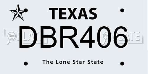 DBR406 Texas License Plate