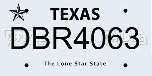DBR4063 Texas License Plate