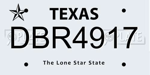 DBR4917 Texas License Plate