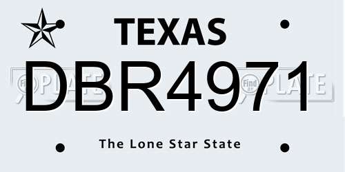 DBR4971 Texas License Plate