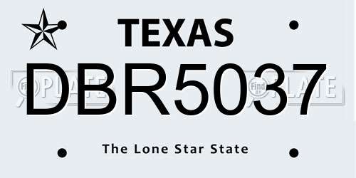 DBR5037 Texas License Plate