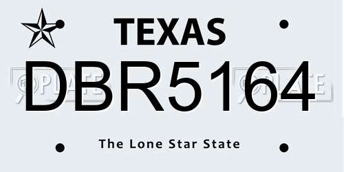 DBR5164 Texas License Plate