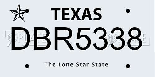 DBR5338 Texas License Plate