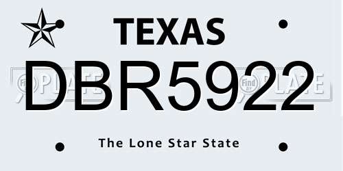 DBR5922 Texas License Plate