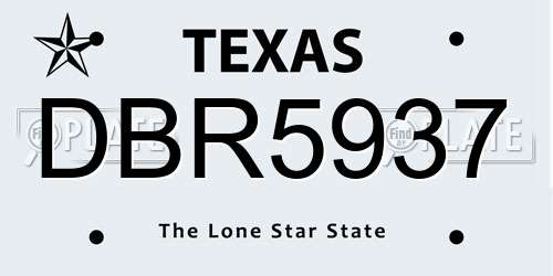DBR5937 Texas License Plate