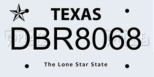 DBR8068 Texas License Plate