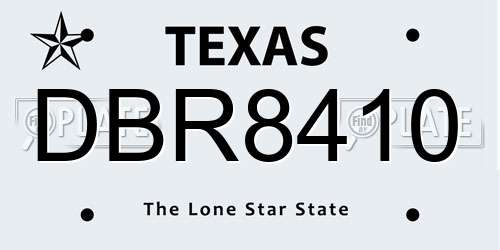 DBR8410 Texas License Plate