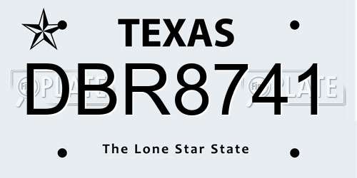 DBR8741 Texas License Plate