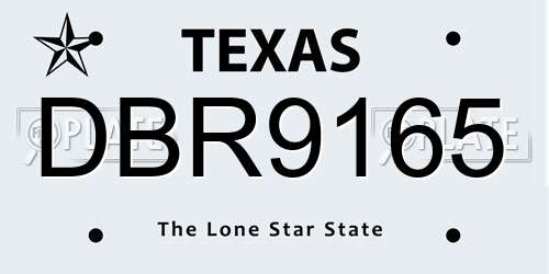 DBR9165 Texas License Plate