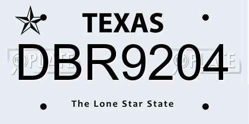 DBR9204 Texas License Plate