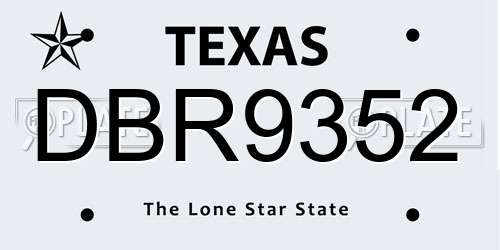 DBR9352 Texas License Plate