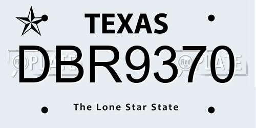 DBR9370 Texas License Plate