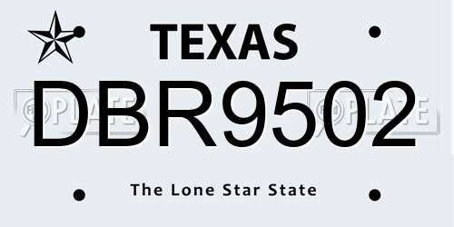 DBR9502 Texas License Plate