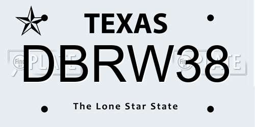 DBRW38 Texas License Plate