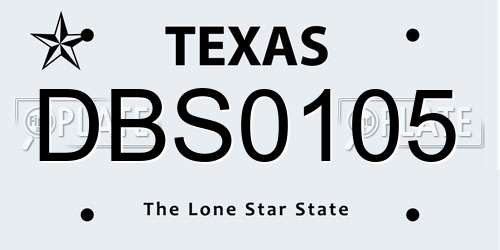 DBS0105 Texas License Plate