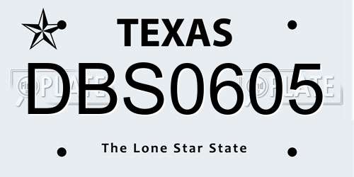 DBS0605 Texas License Plate