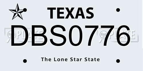DBS0776 Texas License Plate