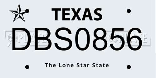 DBS0856 Texas License Plate