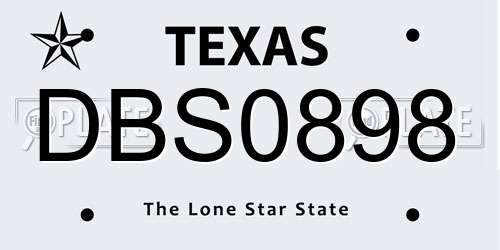 DBS0898 Texas License Plate