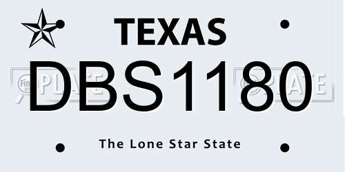 DBS1180 Texas License Plate