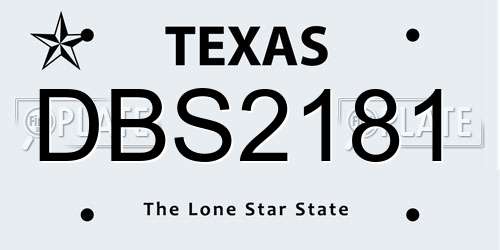 DBS2181 Texas License Plate