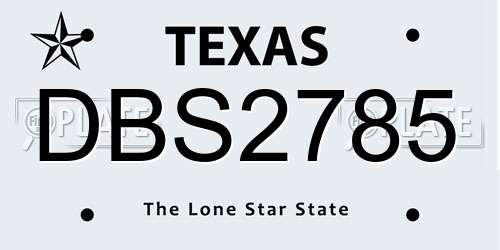 DBS2785 Texas License Plate