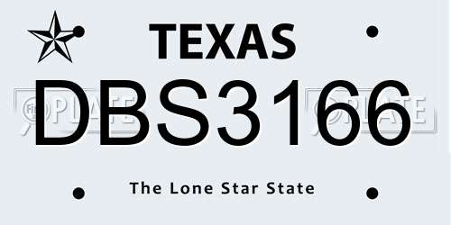 DBS3166 Texas License Plate