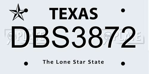 DBS3872 Texas License Plate