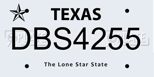 DBS4255 Texas License Plate