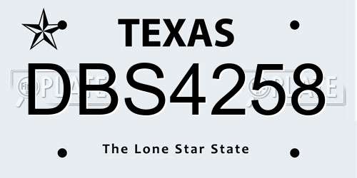 DBS4258 Texas License Plate
