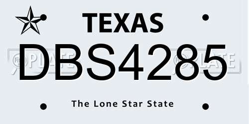DBS4285 Texas License Plate