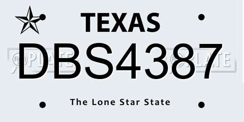 DBS4387 Texas License Plate