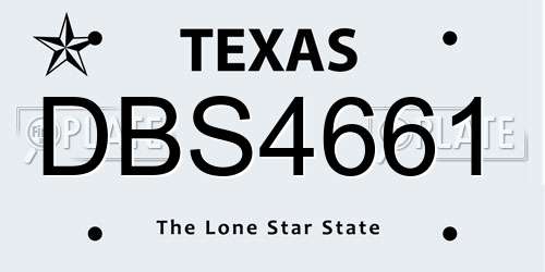 DBS4661 Texas License Plate