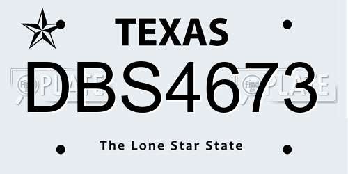 DBS4673 Texas License Plate