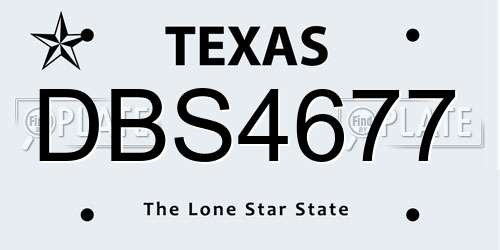 DBS4677 Texas License Plate