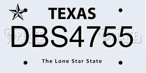DBS4755 Texas License Plate