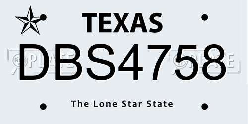 DBS4758 Texas License Plate