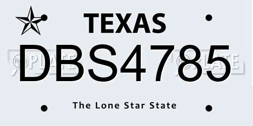 DBS4785 Texas License Plate