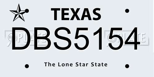 DBS5154 Texas License Plate