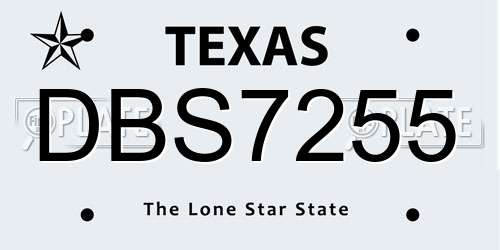 DBS7255 Texas License Plate