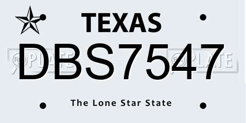 DBS7547 Texas License Plate