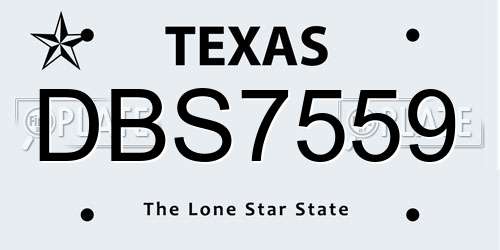 DBS7559 Texas License Plate