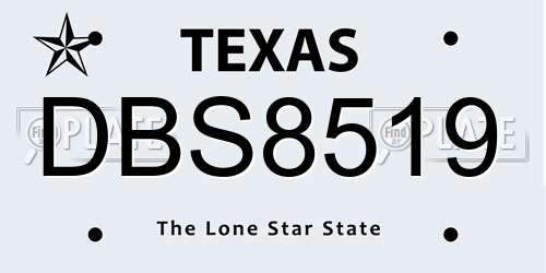 DBS8519 Texas License Plate