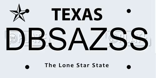 DBSAZSS Texas License Plate