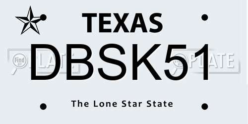 DBSK51 Texas License Plate