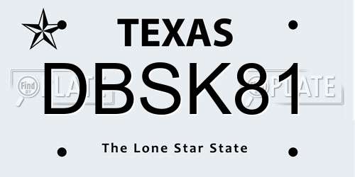 DBSK81 Texas License Plate