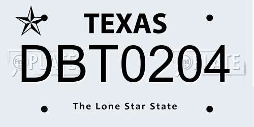 DBT0204 Texas License Plate